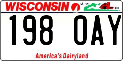 WI license plate 198OAY
