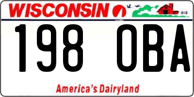 WI license plate 198OBA