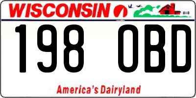 WI license plate 198OBD