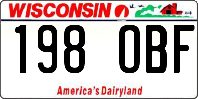 WI license plate 198OBF