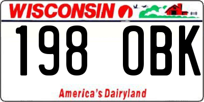WI license plate 198OBK
