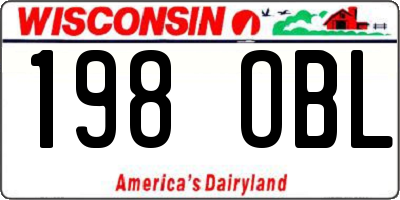 WI license plate 198OBL