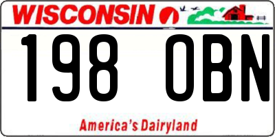 WI license plate 198OBN