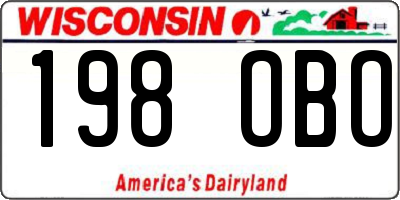 WI license plate 198OBO