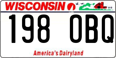 WI license plate 198OBQ