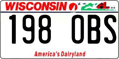WI license plate 198OBS