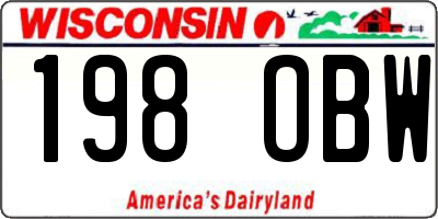 WI license plate 198OBW
