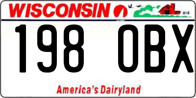 WI license plate 198OBX