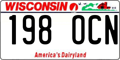 WI license plate 198OCN