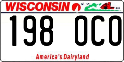 WI license plate 198OCO