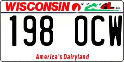 WI license plate 198OCW