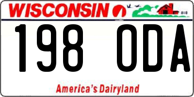 WI license plate 198ODA