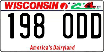 WI license plate 198ODD