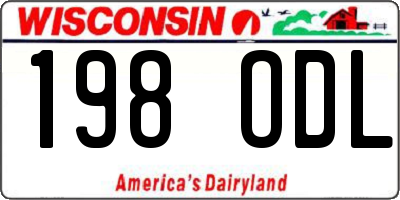 WI license plate 198ODL