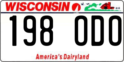 WI license plate 198ODO