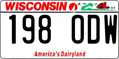 WI license plate 198ODW