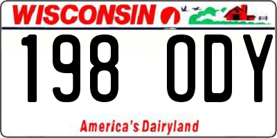 WI license plate 198ODY
