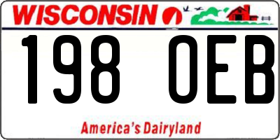 WI license plate 198OEB