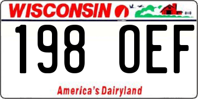 WI license plate 198OEF