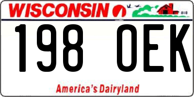 WI license plate 198OEK