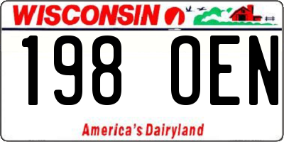 WI license plate 198OEN