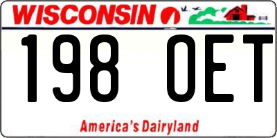 WI license plate 198OET