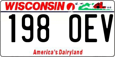 WI license plate 198OEV