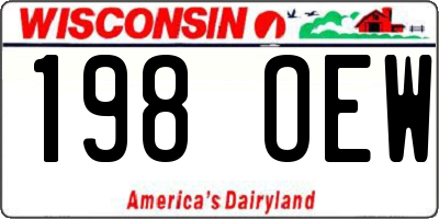 WI license plate 198OEW