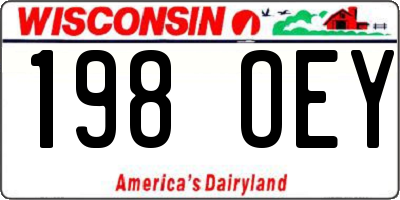 WI license plate 198OEY