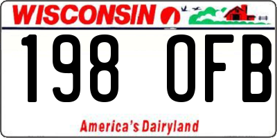 WI license plate 198OFB