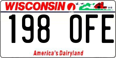 WI license plate 198OFE