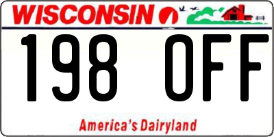 WI license plate 198OFF