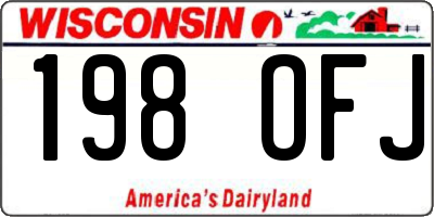 WI license plate 198OFJ