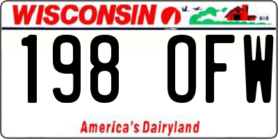 WI license plate 198OFW