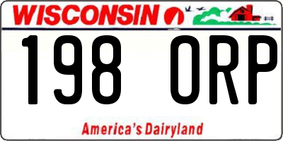 WI license plate 198ORP