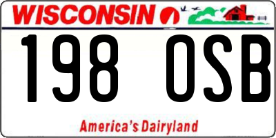 WI license plate 198OSB