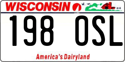WI license plate 198OSL