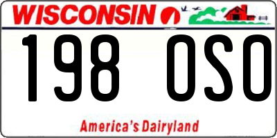 WI license plate 198OSO