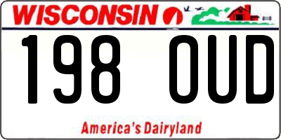 WI license plate 198OUD
