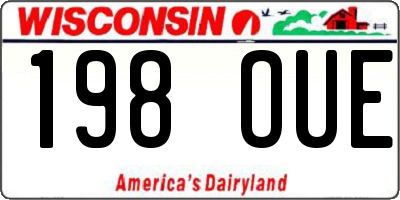 WI license plate 198OUE