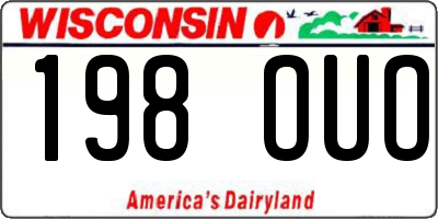 WI license plate 198OUO