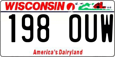 WI license plate 198OUW