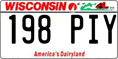 WI license plate 198PIY