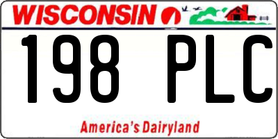 WI license plate 198PLC