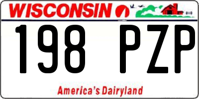 WI license plate 198PZP