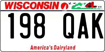 WI license plate 198QAK