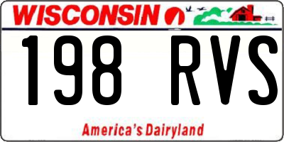 WI license plate 198RVS