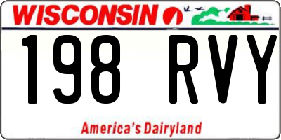 WI license plate 198RVY