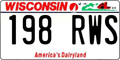 WI license plate 198RWS