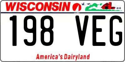 WI license plate 198VEG